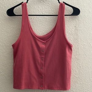 Pink tank top with buttons